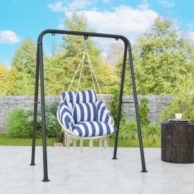 Blue White Stripe Macrame Swing Chair Indoor Bedroom Hammock Chair