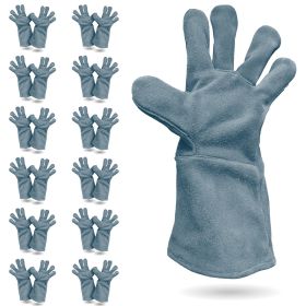 Grey Cow Split Leather Welding Gloves (Large), Fully Lined & Welted, 36-Pack