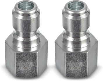 ESSENTIAL WASHER Plated Steel 3/8" Female Quick Connect Fittings Pressure Washer - Pressure Washer Plugs, 4200 PSI, 2 Pack
