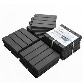 Patio Interlocking Deck Tiles, 12"x12" Square Composite Decking Tiles, Four Slat Plastic Outdoor Flooring Tile All Weather for Balcony Porch Back