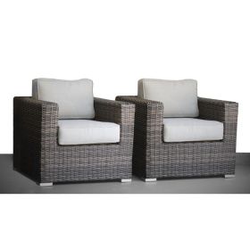 Fully Assembled Patio Chair with Cushions (Set of 2) Mixed Gray