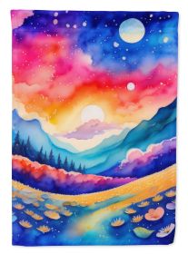 Periwinkles in Color House Flag Large Porch Sleeve Pole Decorative Outside Yard Banner Artwork Wall Hanging, Polyester, House Size, Multicolor