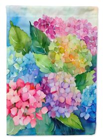 Hydrangeas in Watercolor House Flag Large Porch Sleeve Pole Decorative Outside Yard Banner Artwork Wall Hanging, Polyester, House Size, Multicolo