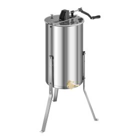 Honey Extractor, 2 Frame Manual Honey Spinner with Transparent Lid, Stainless Steel Honeycomb Drum Spinner with Height Adjustable Stand
