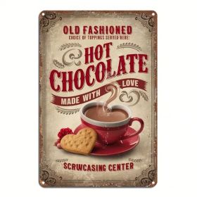CIFbuy 1PC Vintage Metal Tin Sign Hot Chocolate Love Artwork, Artwork, Durable Hanging Plaque For Home Garden Sign HikTok, Sign HikTok, Self-orck (Option: defaulttitle)