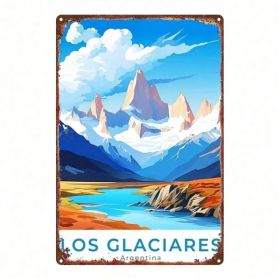 CIFbuy 1pc Vintage Metal Sign Argentina Los Glaciares Snow Mountain Lake View, Distressed Wall Art Decorative Painting For Home Cafe TikTok, TikT (Option: defaulttitle)