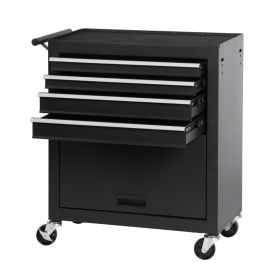 4-drawer Rolling Toolbox With 4-wheel Toolbox With Drawers (Option: BLACK)
