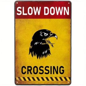 CIFbuy Slow Down Bald Eagle Crossing Vintage Metal Sign, Retro Warning Plaque, Waterproof Rust-Proof Art Wall Decor For Home Bar Pub Re TikTok, T (Option: defaulttitle)