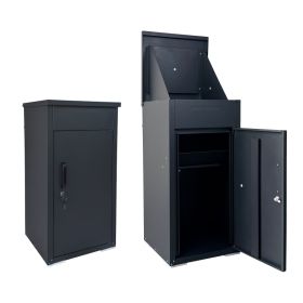 Package Delivery Box for Outside,  Cold-Rolled Steel Delivery Box for Packages & Mails, Anti-Theft Lockable Large Mailbox for Porch, House, Curbs (Option: BLACK)