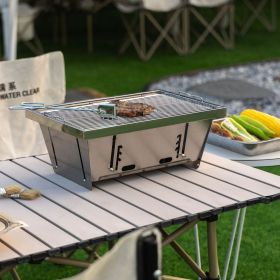 Folded portable BBQ outdoor charcoal barbecue set for picnic patio camping (Color: as Pic)