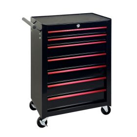7-Drawer Rolling Tool Storage Cabinet With Detachable Top Tool Box, Universal Lockable Wheels, Adjustable Shelf, Locking Mechanism, Metal Tool Ca (Option: BLACK)