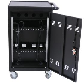 Mobile Charging Cart And Cabinet For Tablets And Laptops, Holds Up To 32 Devices (Option: BLACK)